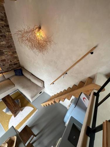 an overhead view of a room with stairs and a ceiling at Spitaki in Ayvalık