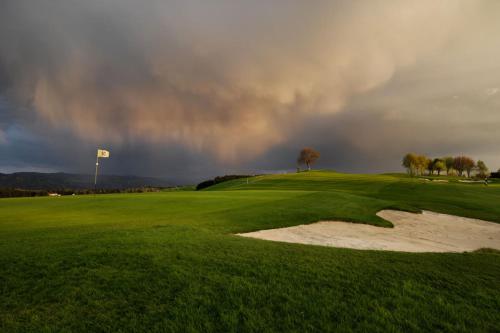 魏森貝格的住宿－Golfhotel Bodensee，草地上的一个高尔夫球场