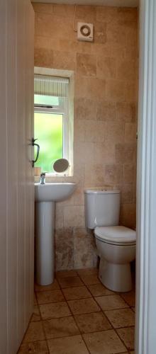 モンマスにあるTop Barn WALESのバスルーム(トイレ、洗面台付)、窓が備わります。