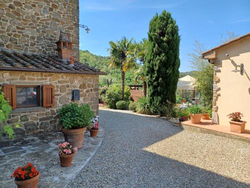チヴィテッラ・イン・ヴァル・ディ・キアーナにあるCasa del Tramontoの石造りの家(庭、私道付)