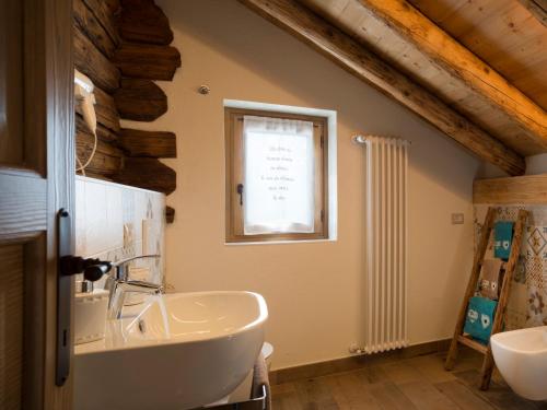 een badkamer met een wastafel en een raam bij Appartements Moraine Enchantée - CIR 82 CIR 83 in Aosta