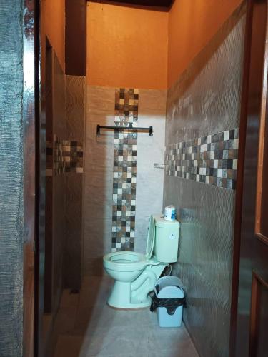a bathroom with a toilet in a room at Dew Forest - Romblon Airport Hotel in Alcantara