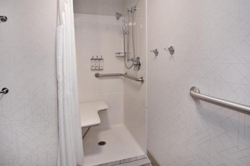 a bathroom with a shower and a toilet at Holiday Inn Express Flagstaff by IHG in Flagstaff