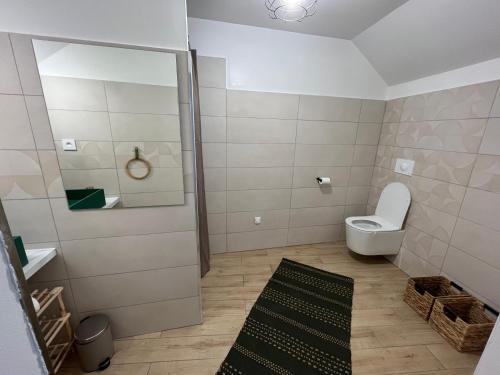 ein kleines Bad mit einem WC und einer Dusche in der Unterkunft Charmant studio in Bastia