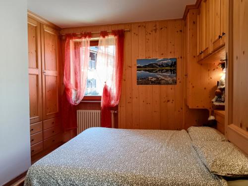 een slaapkamer met een bed en een raam bij Casa dello sportivo - Val di Sole Trentino in Dimaro