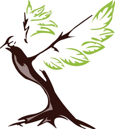 a black and white drawing of two birds on a tree at BW Residence in Kalmunai