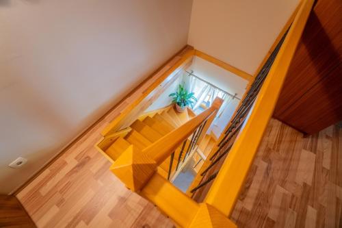 an overhead view of a staircase in a house with a plant at Villa VINEYARD in Velika Nedelja