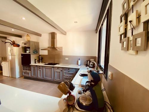 a kitchen with a sink and a counter top at Gite CATHARE en OCCITANIE in Espéraza