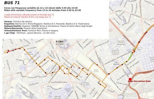 a screenshot of a map of the bus route at Borgo San Lorenzo Roma in Rome