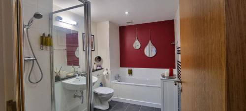 a bathroom with a toilet and a sink and a shower at LOCH NESS - Luxury Highland Retreat in Scotland in Fort Augustus