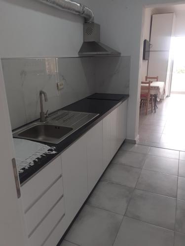a kitchen with a sink and a counter top at Borsh Amantius Apartments in Himare