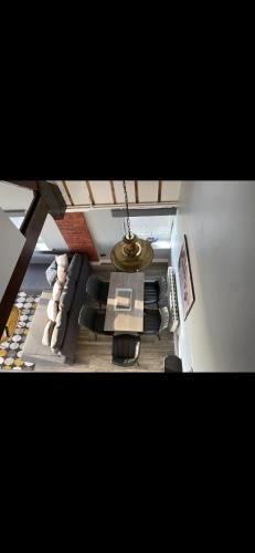 an overhead view of a dining room with a table and chairs at The Lifeboat & Seaview Terrace in Skerries