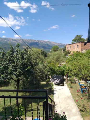 a view from the balcony of a house at Private village home in Përmet