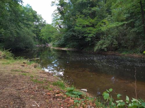 a river with trees on the side of it at Ma Tranquillite in Courpière