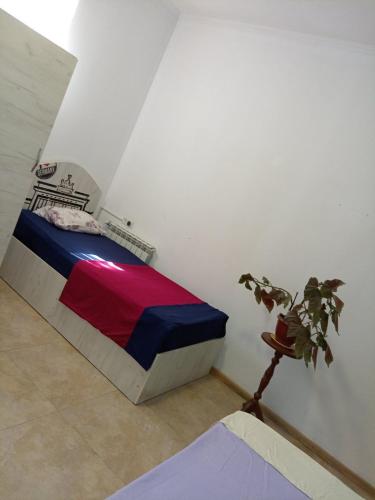 a bedroom with a bed in a room with a plant at Old Center Yerevan in Yerevan