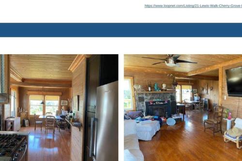 twee foto's van een woonkamer en een woonkamer bij El Compound in Cherry Grove