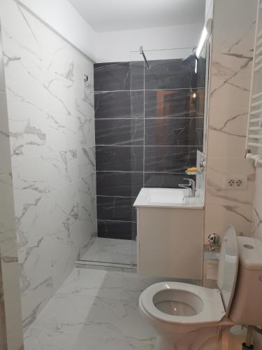 a bathroom with a toilet and a sink and a shower at MICHAEL in Galaţi