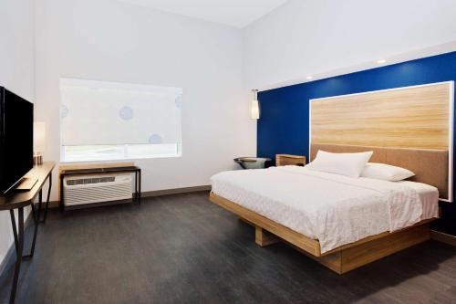 a bedroom with a bed and a desk and a tv at Tru by Hilton Auburn in Auburn