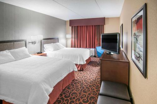 Cette chambre comprend 2 lits et une télévision à écran plat. dans l'établissement Hampton Inn at Tin Lizzie Gaming Resort, à Deadwood