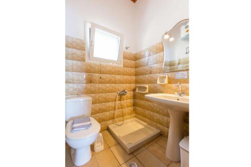 a bathroom with a toilet and a sink at Dolphin Villa 3 in Porto Ozias