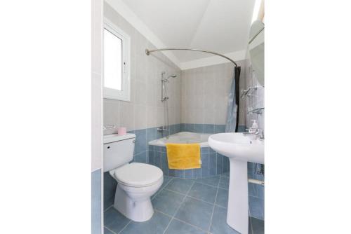 a bathroom with a toilet and a sink at Villa Aspelia in Neo Chorio