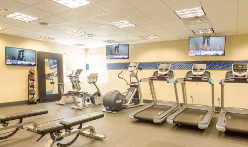 a gym with treadmills and elliptical machines at Hampton Inn & Suites Whitefish in Whitefish