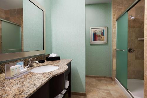 a bathroom with a sink and a shower at Hampton Inn Los Angeles Int'l Airport/Hawthorne in Los Angeles