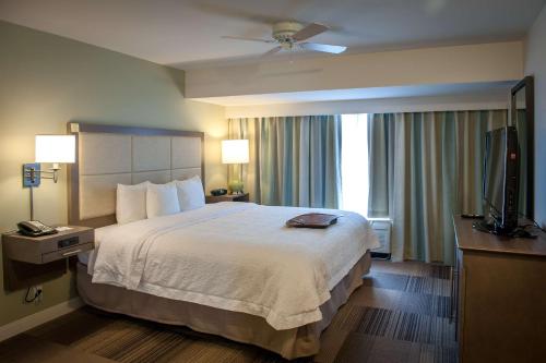 a hotel room with a bed and a flat screen tv at Hampton Inn & Suites New Orleans/Elmwood in Harahan
