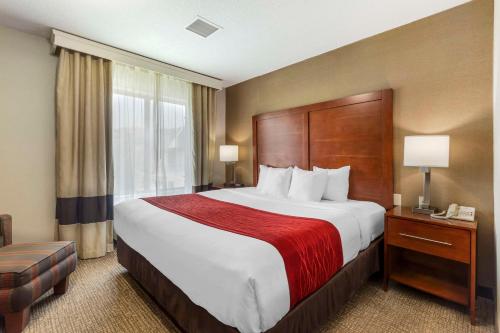 a hotel room with a large bed and a window at Comfort Inn & Suites in Rapid City