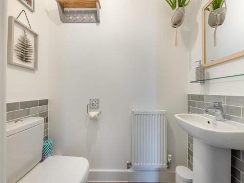 a bathroom with a white toilet and a sink at Phoenix House in Kingsbridge