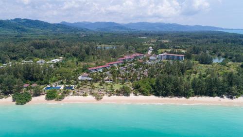 an aerial view of a resort on a beach at Kantary Beach Hotel Villas & Suites in Khao Lak