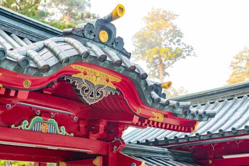 a close up of a colorful roof of a building at Oku Yugawara Tsubaki in Yugawara