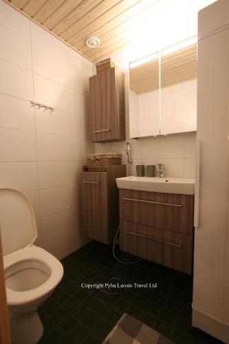 a bathroom with a toilet and a sink at Holiday Home Kantapää A3 in Luosto