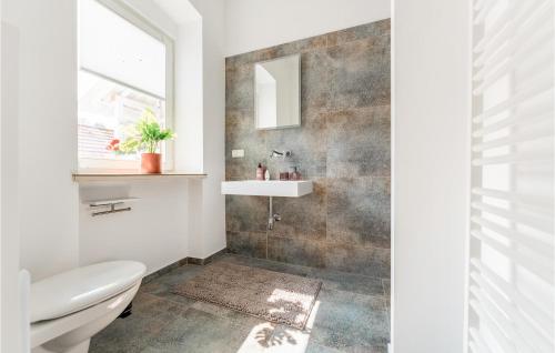 ein Bad mit einem WC und einem Waschbecken in der Unterkunft Cozy Apartment In Gottsdorf With House A Panoramic View in Gottsdorf