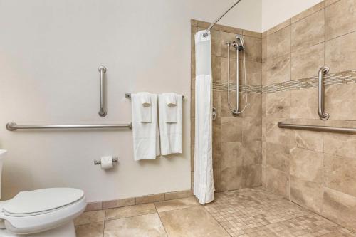 ein Badezimmer mit Toilette und Dusche in der Unterkunft Hilton Vacation Club Scottsdale Links Resort in Scottsdale