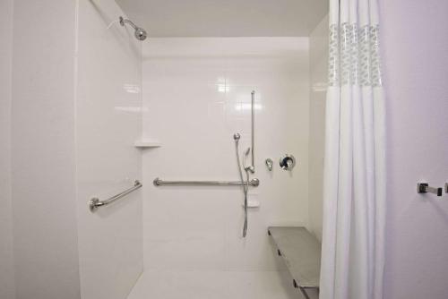 a bathroom with a shower with a shower curtain at Hampton Inn & Suites North Huntingdon-Irwin, PA in Irwin