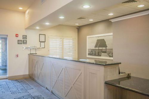 a large kitchen with a large counter top in a room at Hampton Inn Pensacola Beach in Pensacola Beach