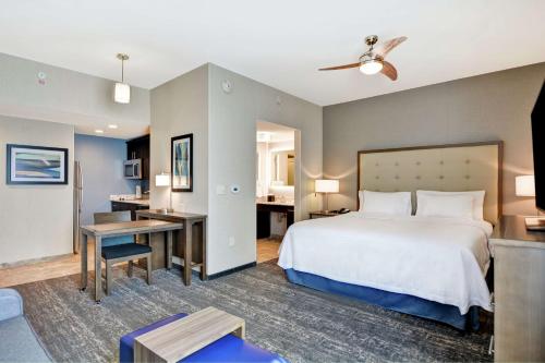 a hotel room with a bed and a desk at Homewood Suites By Hilton Poughkeepsie in Poughkeepsie