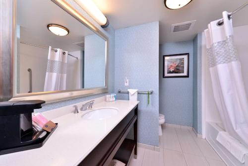 a bathroom with a sink and a mirror at Hampton Inn Rome in Rome