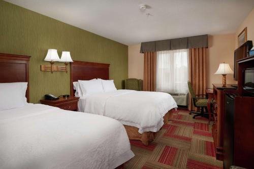 a hotel room with two beds and a window at Hampton Inn & Suites Roswell in Roswell