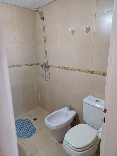 a bathroom with a toilet and a shower at tu lugar 2 in Córdoba