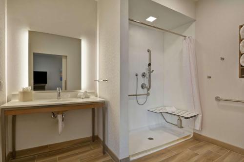 a bathroom with a shower and a sink and a shower at Homewood Suites By Hilton Chula Vista Eastlake in Chula Vista