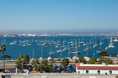 a bunch of boats parked in a harbor at Homewood Suites by Hilton San Diego Downtown/Bayside in San Diego