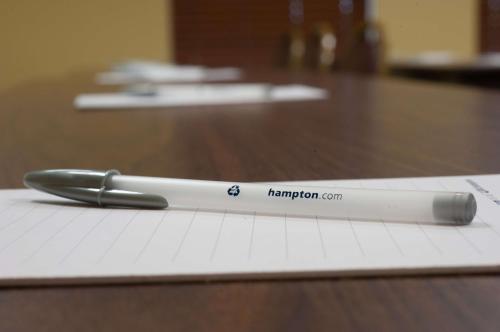 a pen sitting on top of a piece of paper at Hampton Inn Clarksville in Clarksville