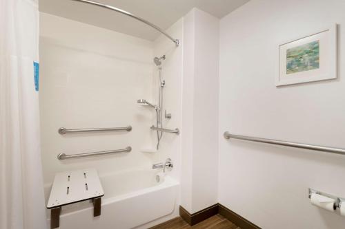 bagno con servizi igienici e panca di Hampton Inn & Suites Tallahassee I-10-Thomasville Road a Tallahassee