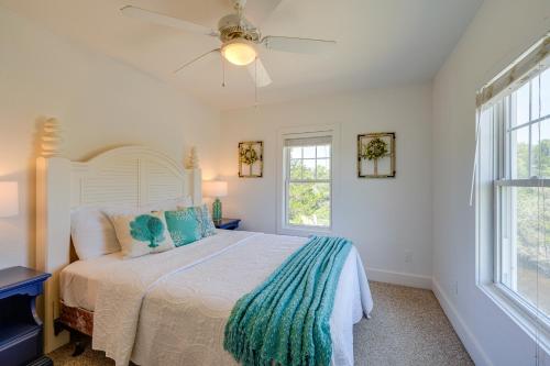 a bedroom with a bed and a ceiling fan at Pet-Friendly Buxton Vacation Rental Near Ocean! in Buxton