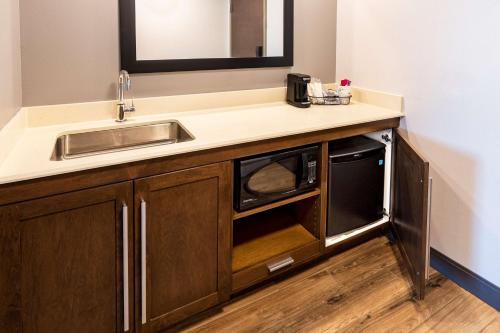 a kitchen with a sink and a microwave at Hampton Inn & Suites Keller Town Center in Keller