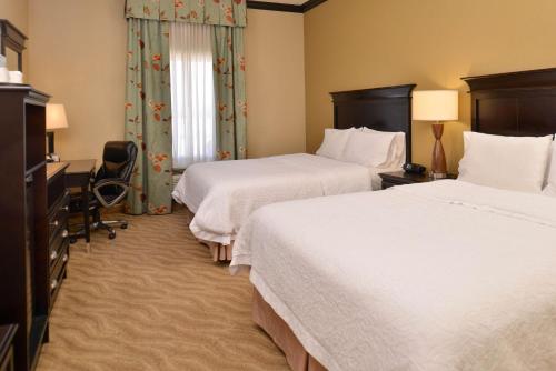 Cette chambre comprend deux lits et un bureau. dans l'établissement Hampton Inn Van Horn, à Van Horn