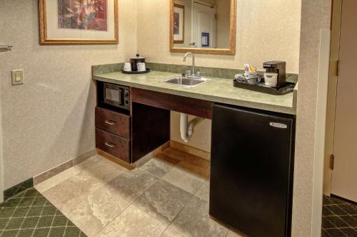 a kitchen with a sink and a counter top at Hampton Inn Cambridge in Cambridge