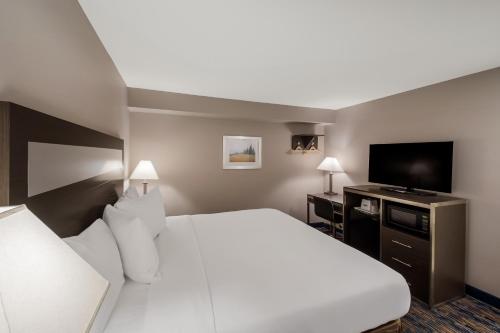 um quarto de hotel com uma cama grande e uma televisão de ecrã plano em Americas Best Value Inn Farmington em Farmington